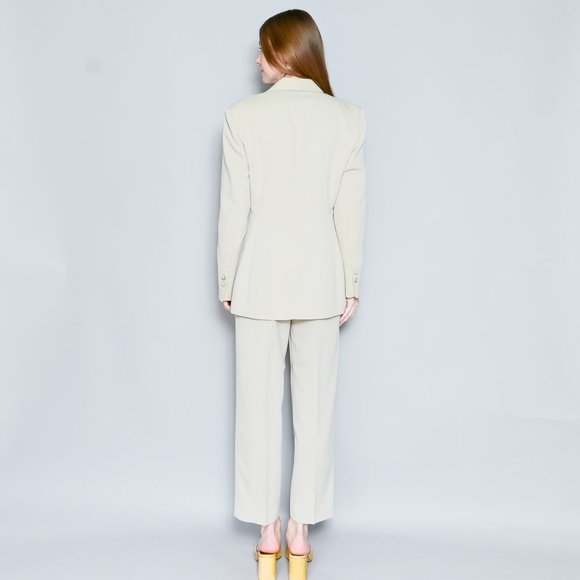 713. VINTAGE Blasé Beige Blazer and Pants Pantsuit S/M - Picture 5 of 11